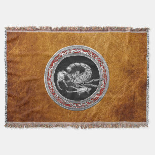[410] Sacred Silver Scorpion on Black Throw Blanket