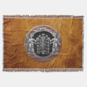 [410] Two Silver Ninurtas with Tree of Life Throw Blanket