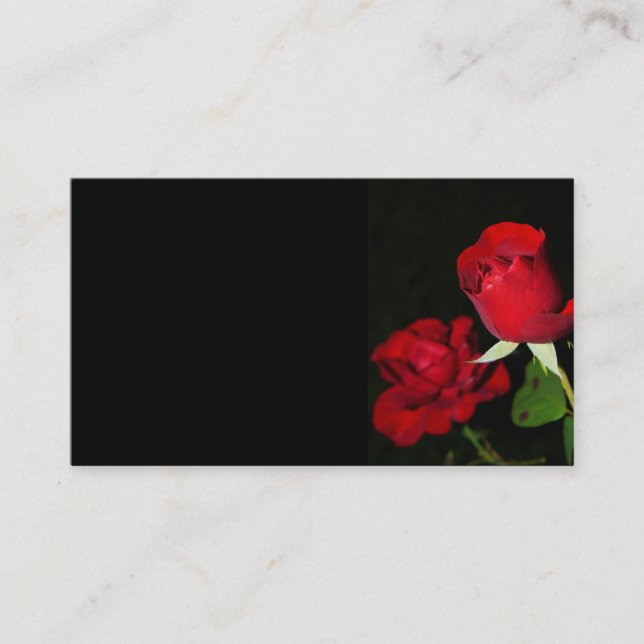 419 RED ROSES BLACK BACKGROUND PHOTOGRAPHY BEAUTY BUSINESS CARD (Front)