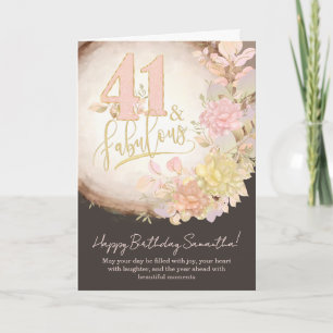 41 & Fabulous Floral Photo Personalized Birthday Card