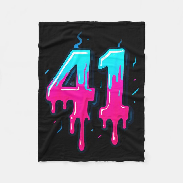41 Ice Cream Drip Meme Forty One Four Gen Alpha Sl Fleece Blanket (Front)
