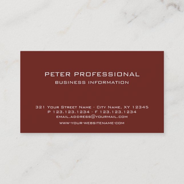 41 Modern Professional Business Card mahogany (Front)