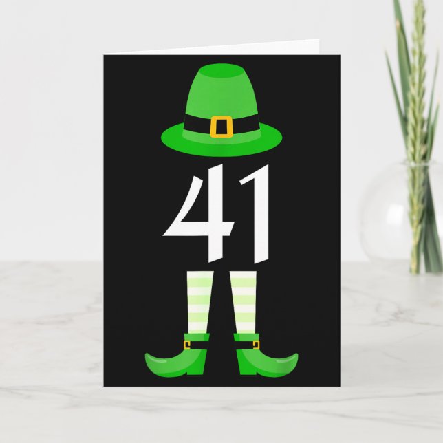 41 St Patricks Day Four One Kids Funny Leprechaun  Card (Front)
