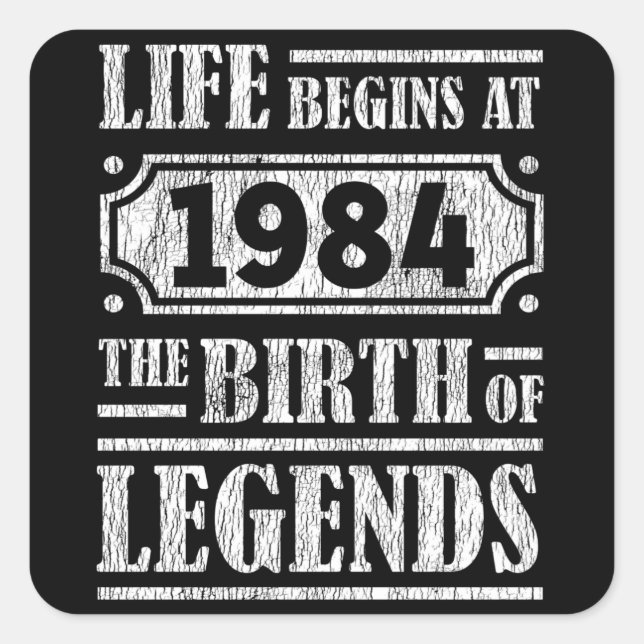 41 Year Old 1984 Birth Of Legend 41st Birthday Square Sticker (Front)