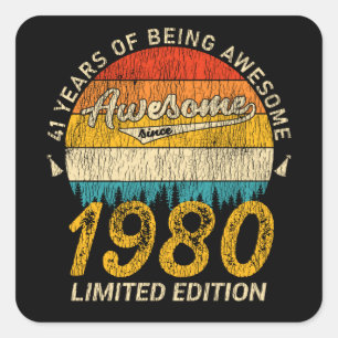 41 Year Old Bday 1980 Awesome Since 41st Birthday Square Sticker