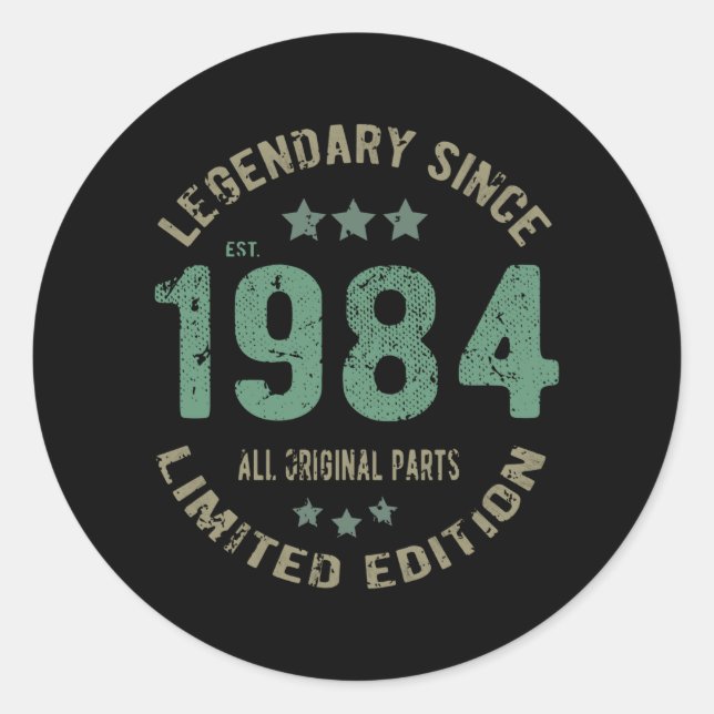 41 Year Old Bday 1984 Legend 41st Birthday Gift Classic Round Sticker (Front)