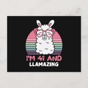 41 Year Old Bday Llamazing 41st Birthday Llama Postcard