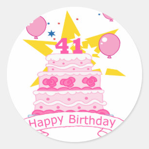 41 Year Old Birthday Cake Classic Round Sticker