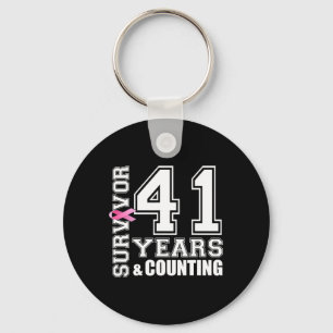 41 Years Breast Cancer Survivor Pink Ribbon Gifts Key Ring