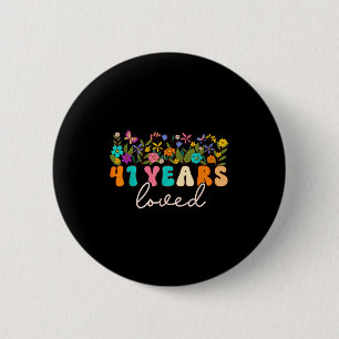 41 Years Loved Men Women 41 Years Old Groovy 41st 6 Cm Round Badge