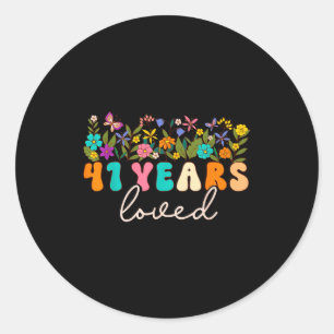 41 Years Loved Men Women 41 Years Old Groovy 41st  Classic Round Sticker