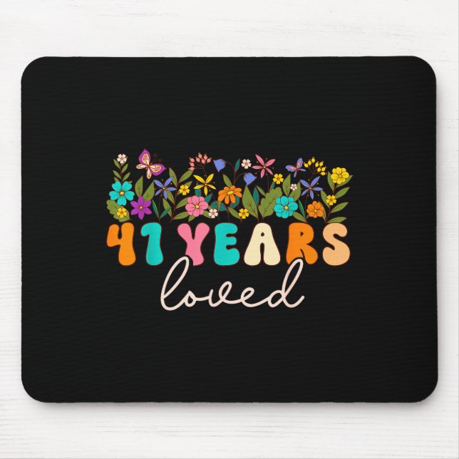 41 Years Loved Men Women 41 Years Old Groovy 41st  Mouse Mat (Front)