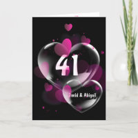41st Anniversary Heart Bubbles on Black