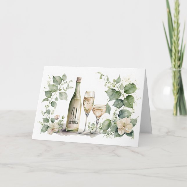 41st Anniversary Wine and Ivy   Card (Front)