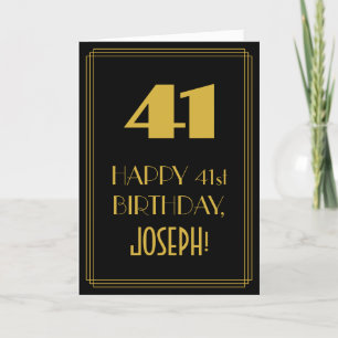 41st Birthday ~ Art Deco Inspired Look "41" & Name Card
