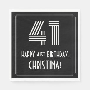 41st Birthday: Art Deco Inspired Look "41" + Name Napkin