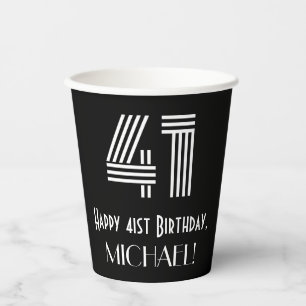 41st Birthday — Art Deco Inspired Look “41” Paper Cups