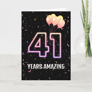 41st Birthday Balloons and Confetti Card