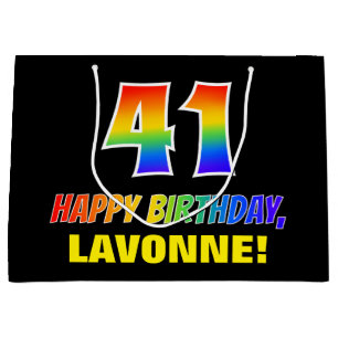 41st Birthday: Bold, Fun, Simple, Rainbow 41 Large Gift Bag