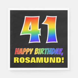 41st Birthday: Bold, Fun, Simple, Rainbow 41 Napkin
