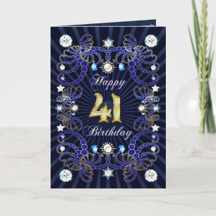 41st birthday card with masses of jewels