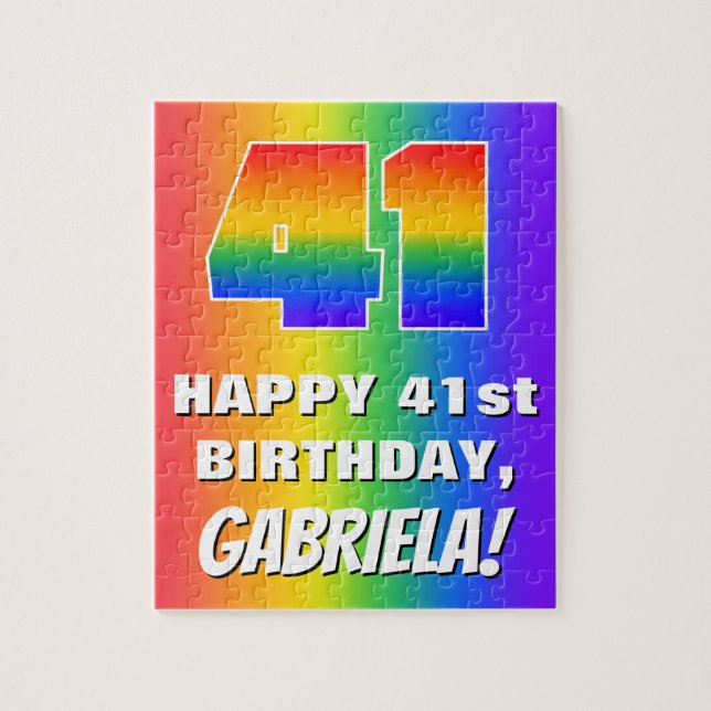 41st Birthday: Colourful, Fun Rainbow Pattern # 41 Jigsaw Puzzle (Vertical)