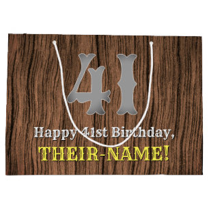 41st Birthday: Country Western Inspired Look, Name Large Gift Bag