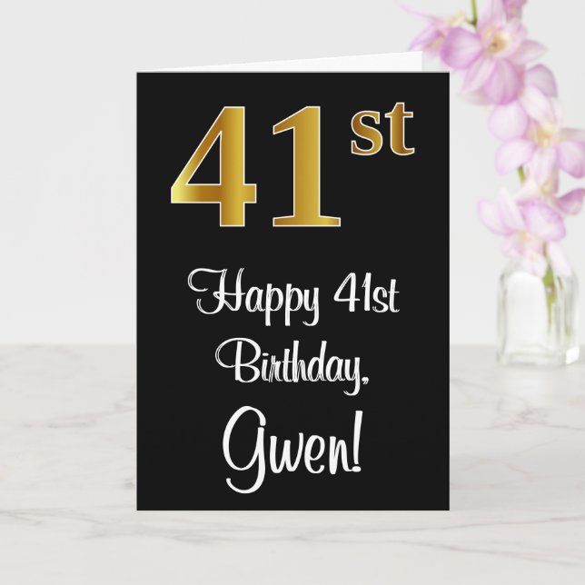 41st Birthday ~ Elegant Luxurious Faux Gold Look # Card (Orchid)