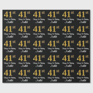 41st Birthday: Elegant Luxurious Faux Gold Look # Wrapping Paper
