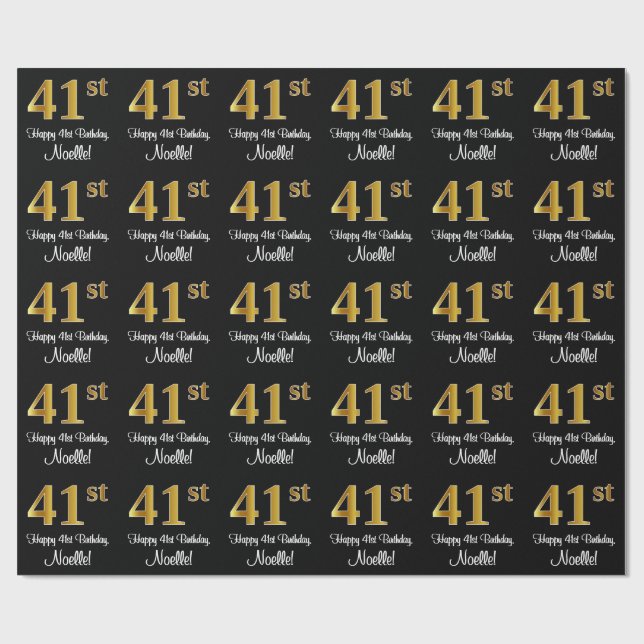 41st Birthday: Elegant Luxurious Faux Gold Look # Wrapping Paper (Flat)