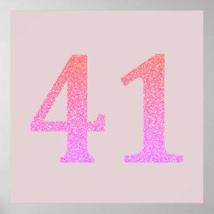 41st Birthday Forty One Blush Pink Purple Glitter Poster