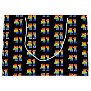 41st Birthday: Fun Rainbow Event Number 41 Pattern Large Gift Bag