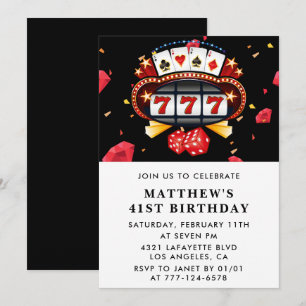 41st birthday invitation Casino Poker Playing card