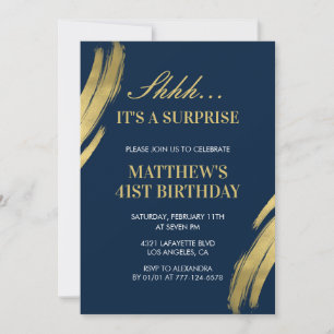 41st birthday invitation Surprise party Men Navy