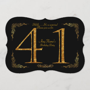 41st,Birthday party 41st,great Gatsby,black & gold Invitation