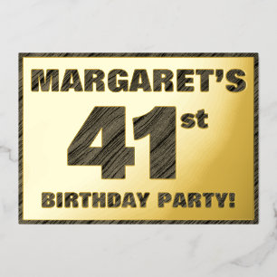 41st Birthday Party — Bold, Faux Wood Grain Text