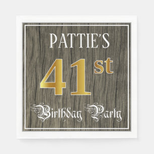 41st Birthday Party — Faux Gold & Faux Wood Looks Napkin