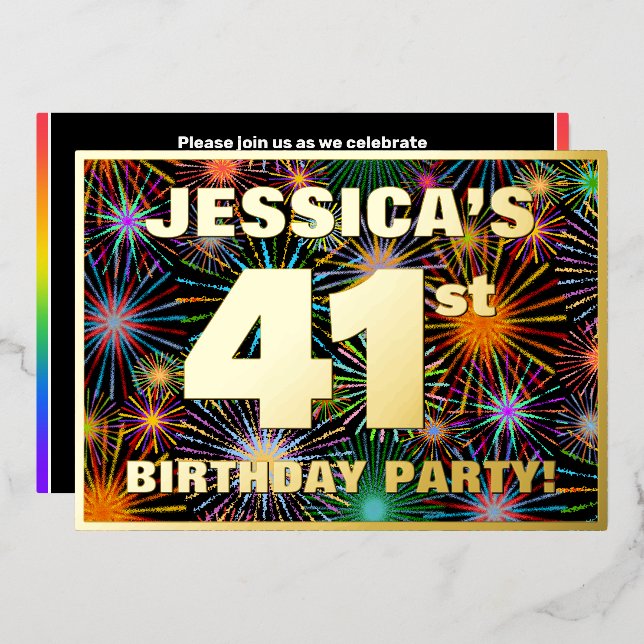41st Birthday Party — Fun, Colourful Fireworks Loo (Front/Back)