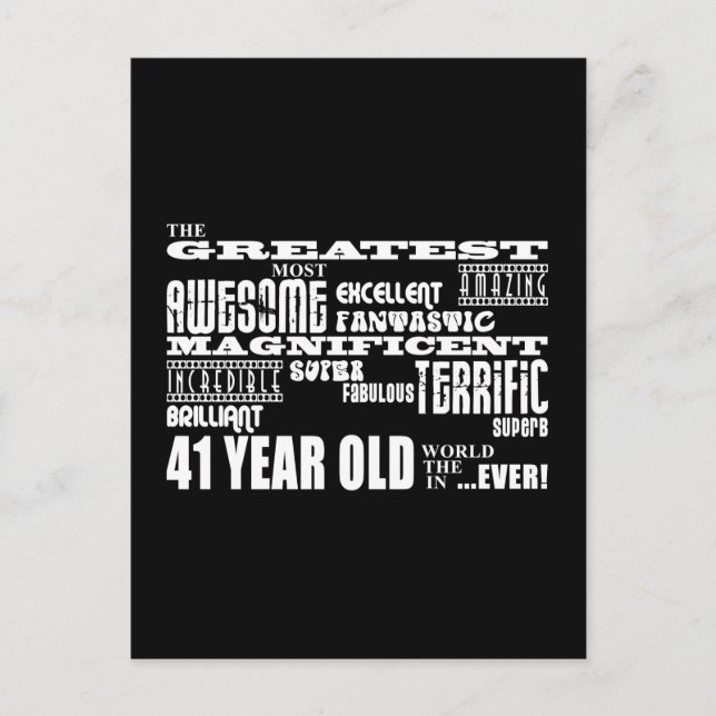 41st Birthday Party Greatest Forty One Year Old Invitation Postcard (Front)