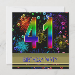 41st Birthday party Invitation with bubbles