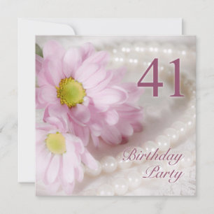 41st Birthday party invitation with daisies