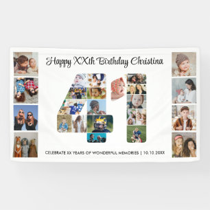 41st Birthday Party Number 41 Photo Collage Banner