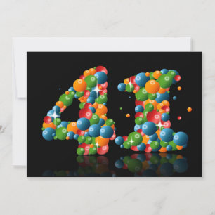 41st Birthday party, with bubbles and balls Invitation