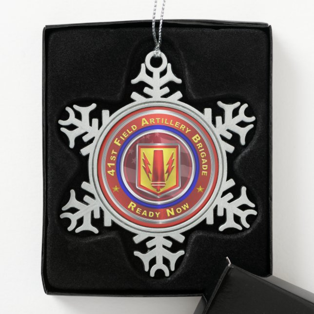 41st Field Artillery Brigade   Snowflake Pewter Christmas Ornament (Box)