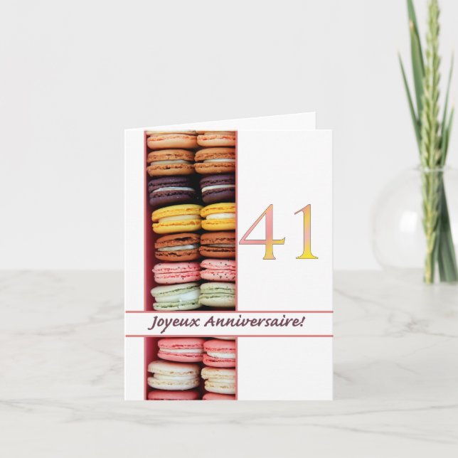 41st French Birthday Macaron-Joyeux Anniversaire! Card (Front)