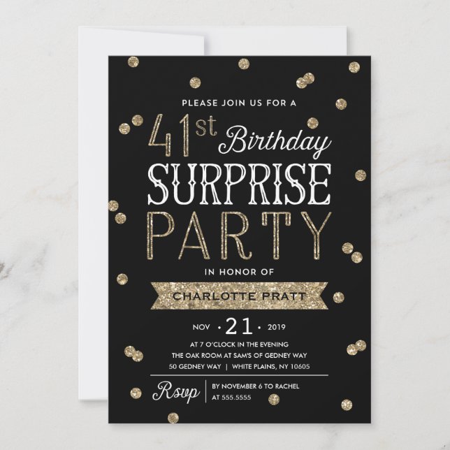 41st Glitter Confetti Surprise Party Invitation (Front)
