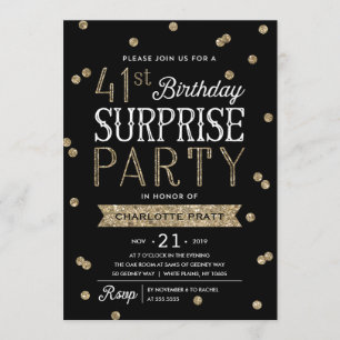 41st Glitter Confetti Surprise Party Invitation