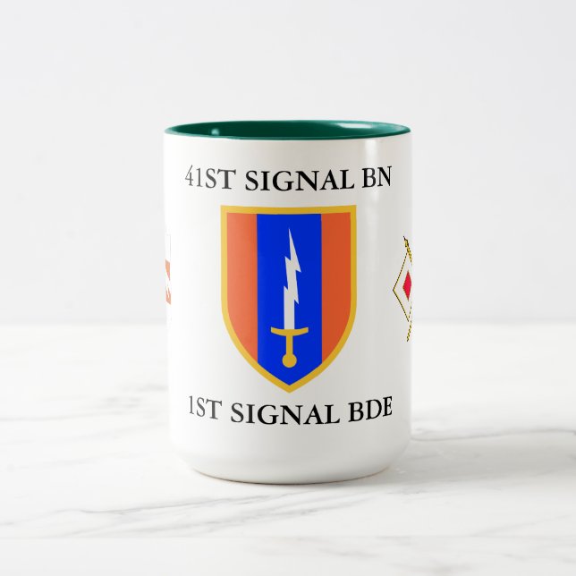 41ST SIGNAL BATTALION 1ST SIGNAL BRIGADE Two-Tone COFFEE MUG (Center)