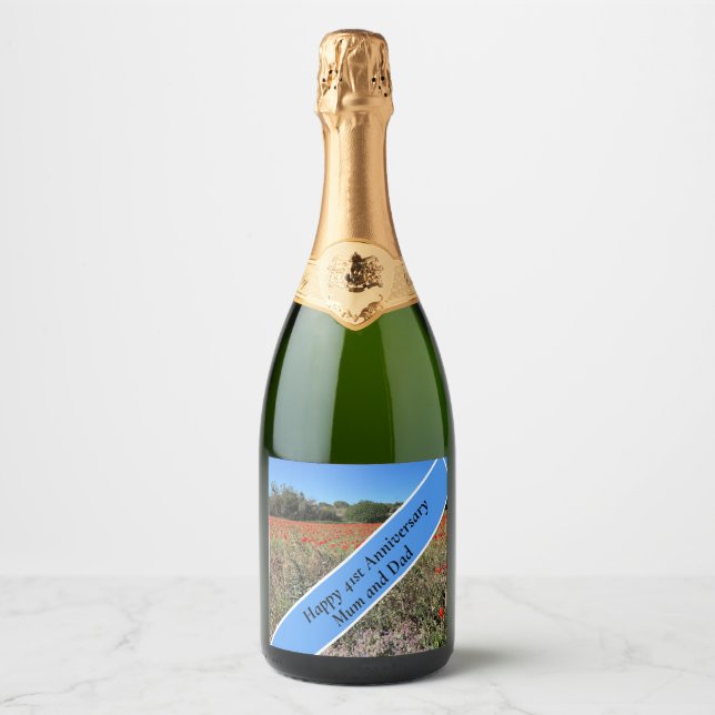 41st Wedding Anniversary   Sparkling Wine Label (Front)