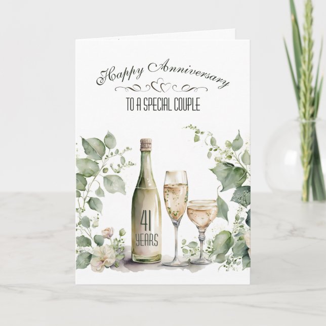 41st Wedding Anniversary Wine and Ivy   Card (Front)
